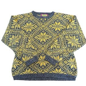 Inpulse Vintage 90s Crewneck Intarsia Fair Isle Snowflake Apres Ski Sweater M